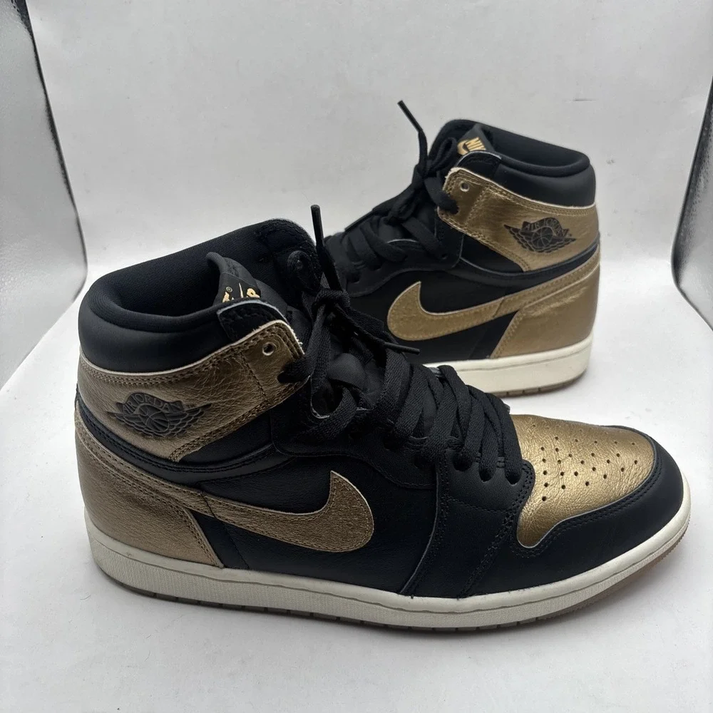 Nike Air Jordan 1 Retro OG High Black Gold US‎ 10 EXCELLENT! crease protector